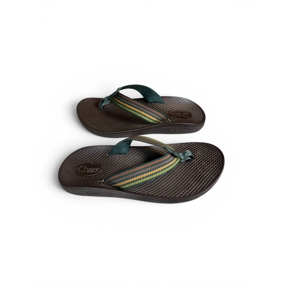 Chaco Flip Flops Mens 8 Brown Striped Strap Outdoor Sandals
